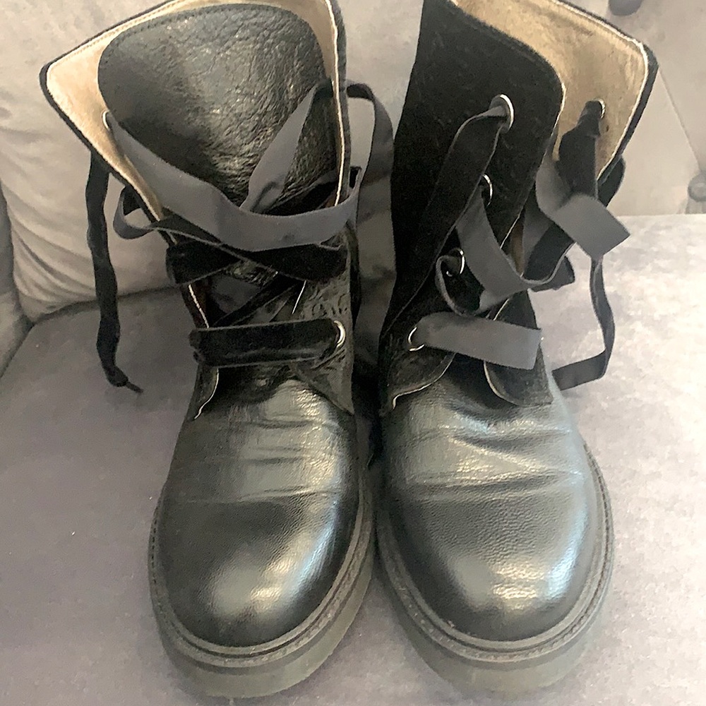 Black Velvet/leather booties - Barney’s New York